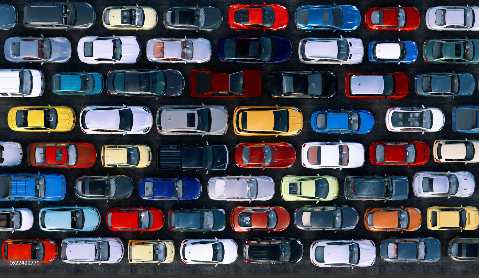 Rows of vehicles in an automotive operations facility