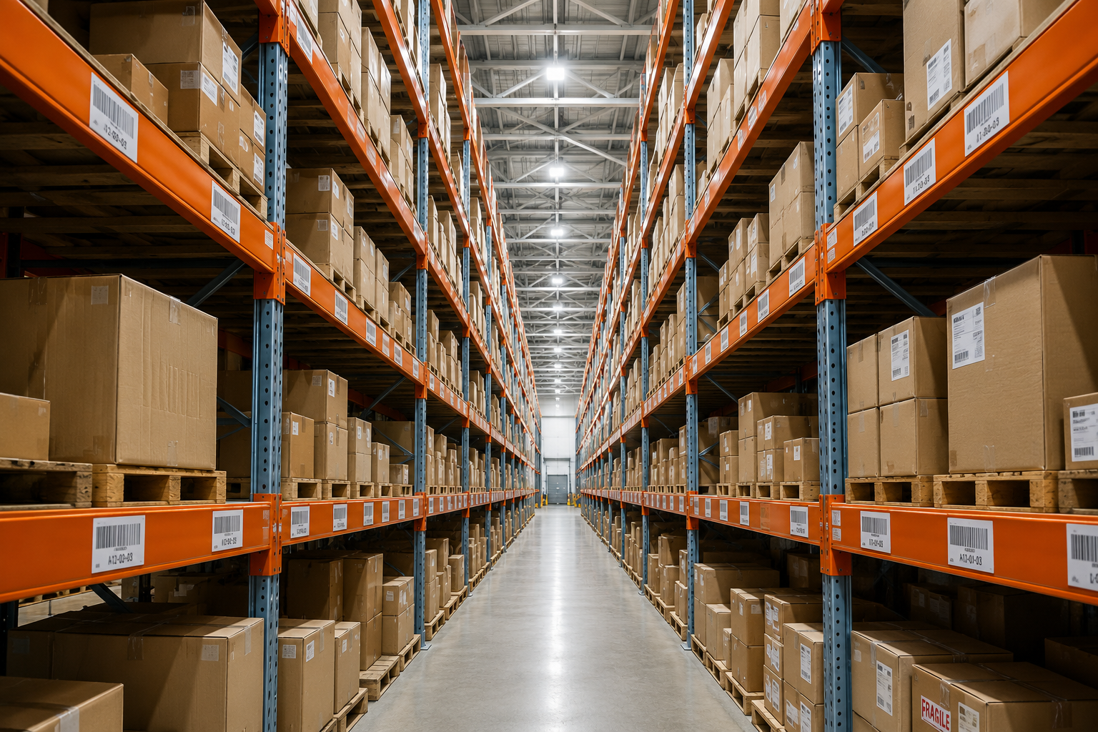 Warehouse storage racks for consumer product operations