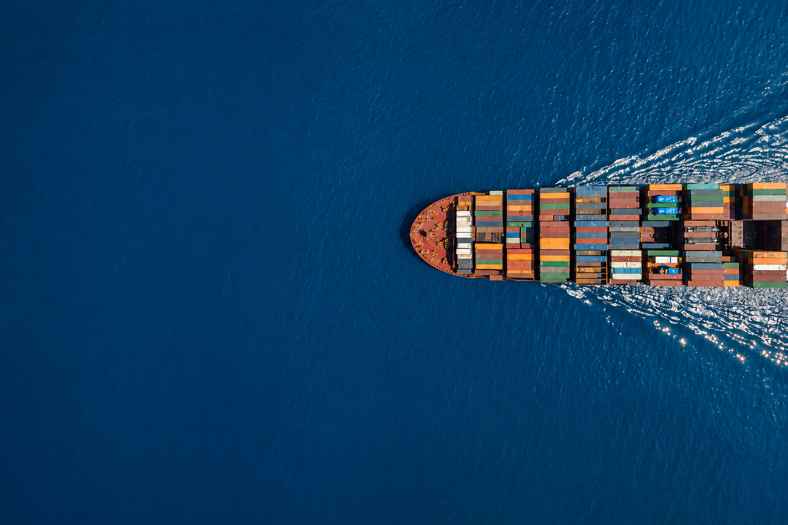 Cargo ship and logistics operations at sea